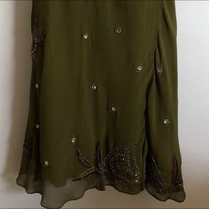 Dresses - Adrianna Papell Olive-Green Beaded V-Neck Dress Dresses - Adrianna Papell Olive-Green Beaded V-Neck Dress